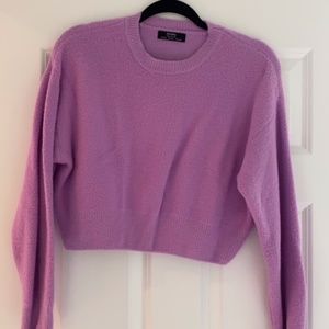 ASOS pink fuzzy cropped sweater